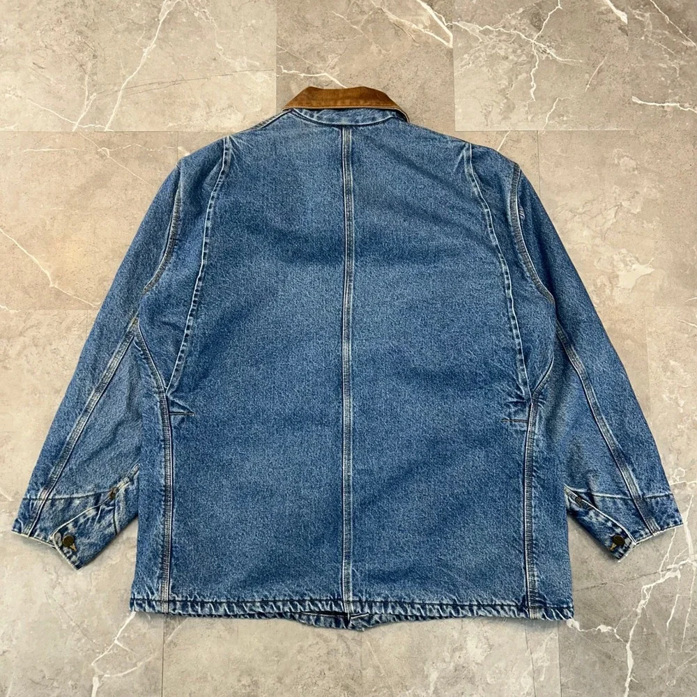 Vintage Carhartt Denim Chore Coat Mens XL C59 DST Blanket Lined Jacket USA Made